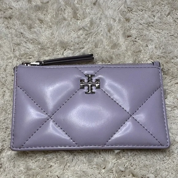 NWOT Tory Burch Lavender Kira Diamond Quilted Zip Card Pouch - Picture 2 of 7